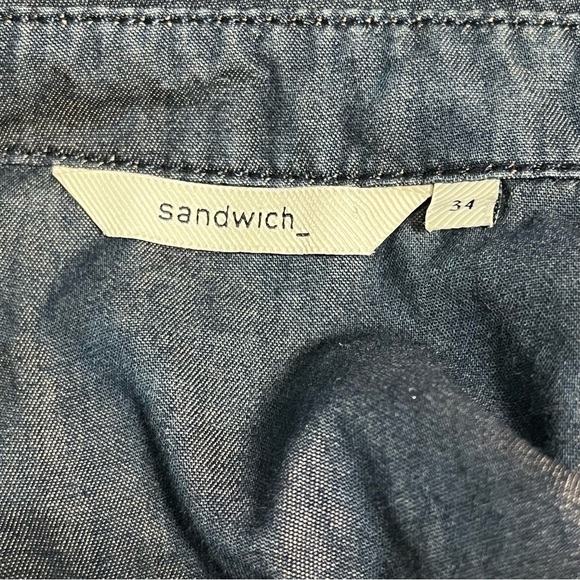 Sandwich Bleached Denim Long Sleeve Snap Front Shirt - Picture 13 of 16